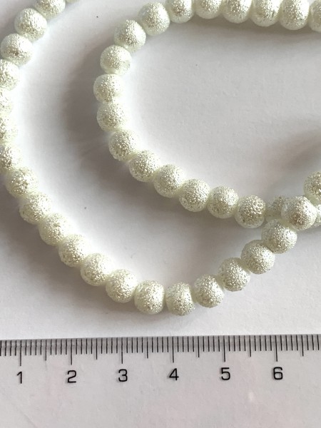 Voskové perly 6mm bílá vzorovaná